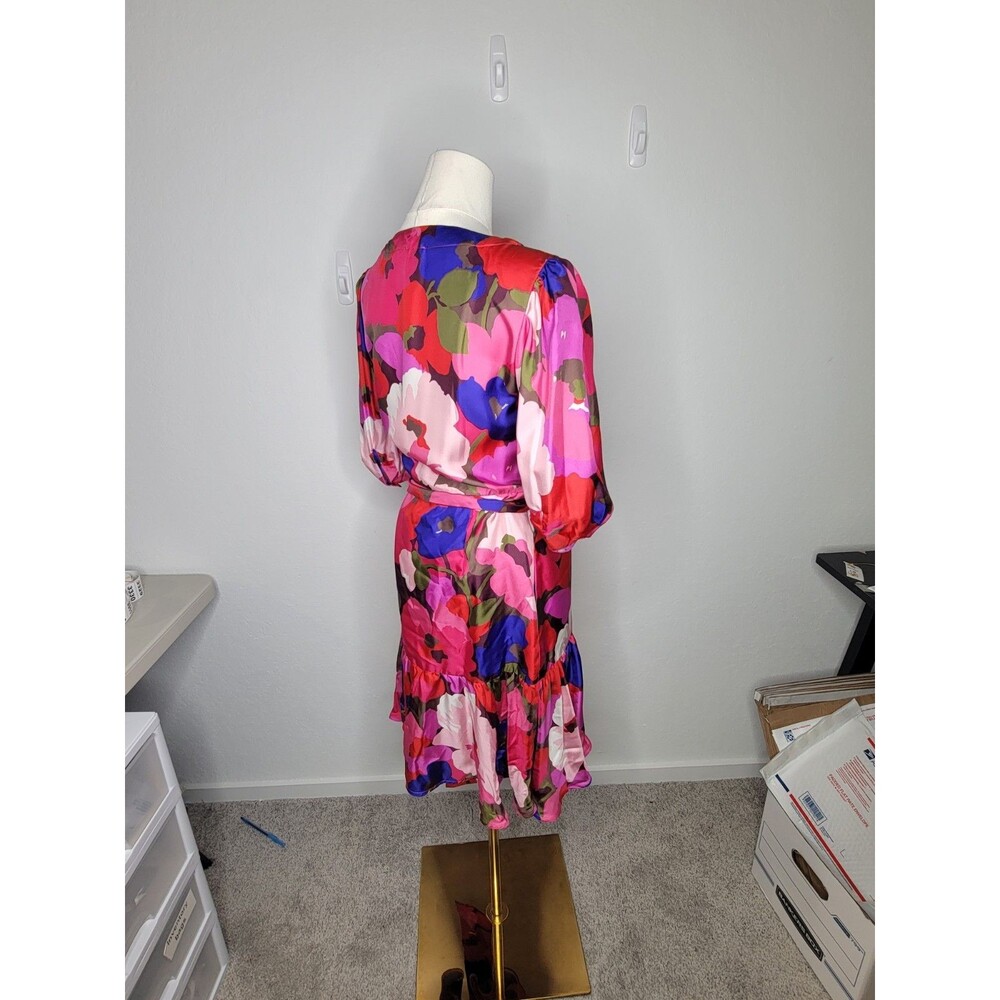 Sara Roka Italy Eldera 57 Silk Dress Size IT 42 True Wrap Peony Mini US S/M - Picture 7 of 14